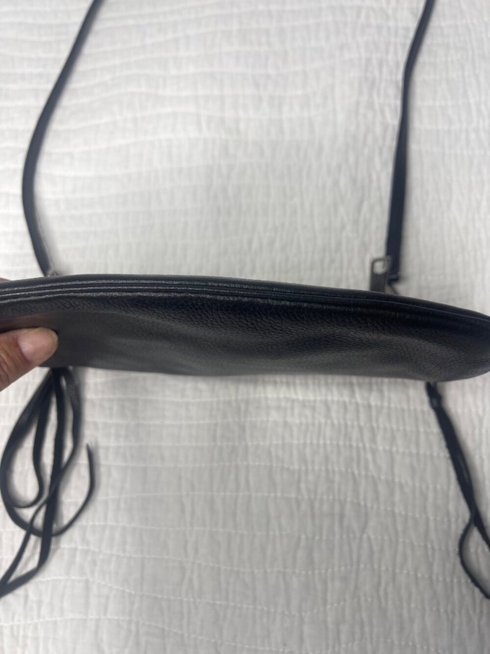 Rebecca Minkoff Black Triple Zip Leather Crossbody Bag Purse Fringe - Picture 7 of 10